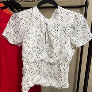 Abercrombie & Fitch White Polka Dot Blouse